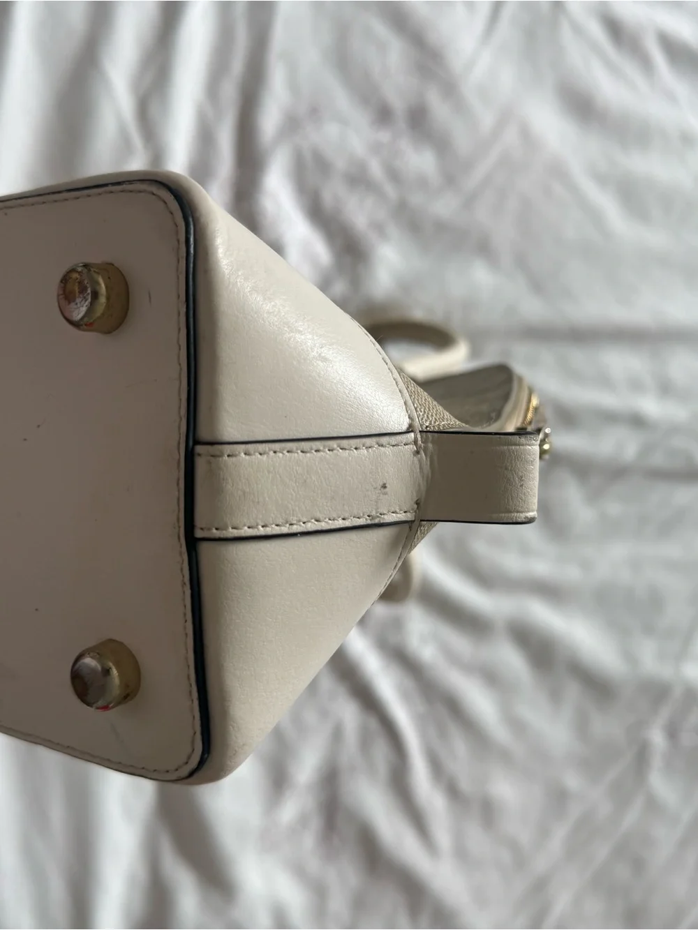 Coach Beige/White Signature Coated Canvas and Leather Sierra Satchel